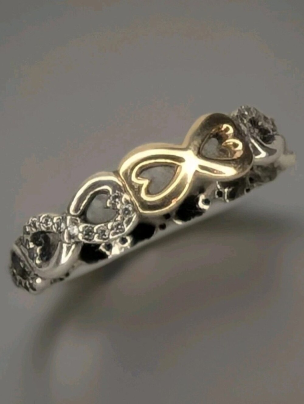 INFINITY LOVE Authentic PANDORA Silver/14K GOLD Band Ring Sz 54/Sz 7